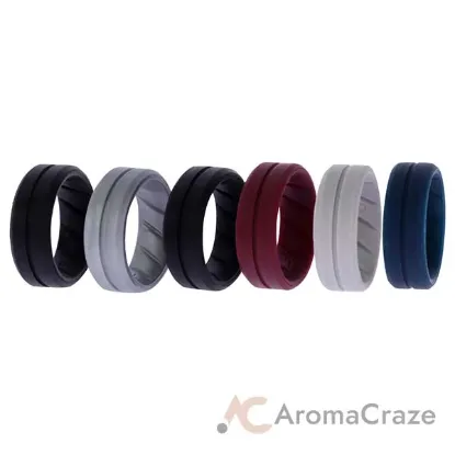 Picture of Silicone Wedding BR Middle Line Ring Set - Basic by ROQ for Men - 6 x 8 mm Ring