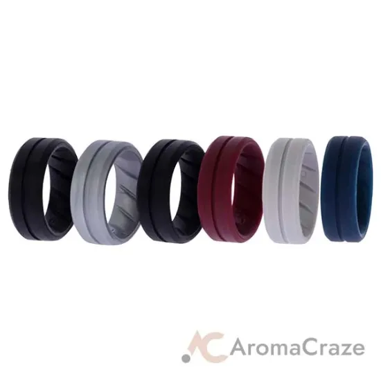 Picture of Silicone Wedding BR Middle Line Ring Set - Basic by ROQ for Men - 6 x 8 mm Ring