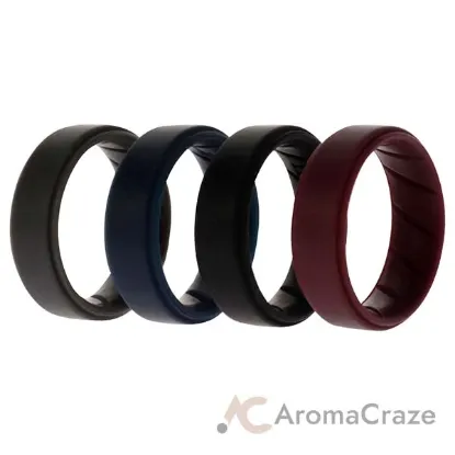 Picture of Silicone Wedding BR Step Ring Set - Basic-Bordo by ROQ for Men - 4 x 11 mm Ring