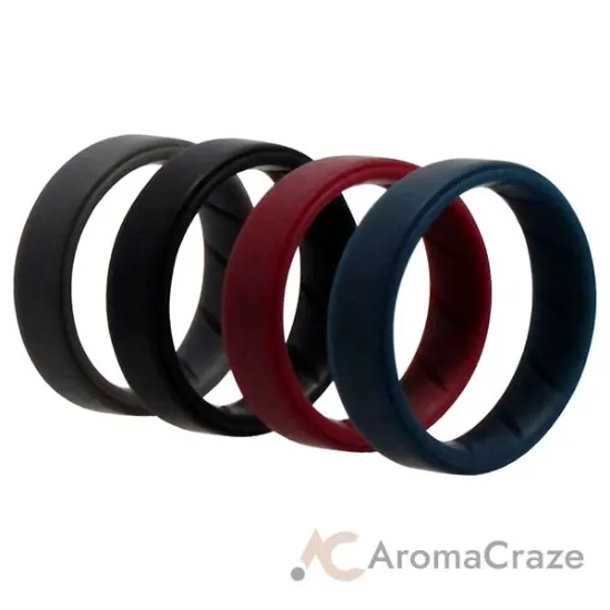 Picture of Silicone Wedding BR Step Ring Set - Basic-Bordo by ROQ for Men - 4 x 15 mm Ring