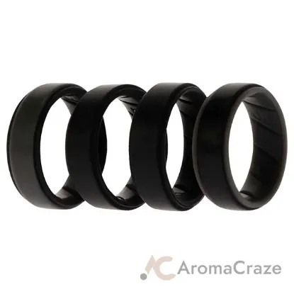 Picture of Silicone Wedding BR Step Ring Set - Black by ROQ for Men - 4 x 11 mm Ring