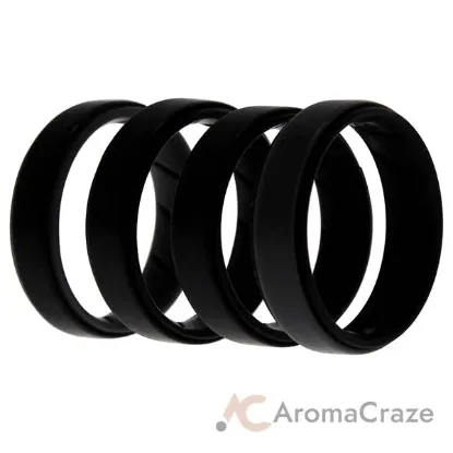 Picture of Silicone Wedding BR Step Ring Set - Black by ROQ for Men - 4 x 16 mm Ring