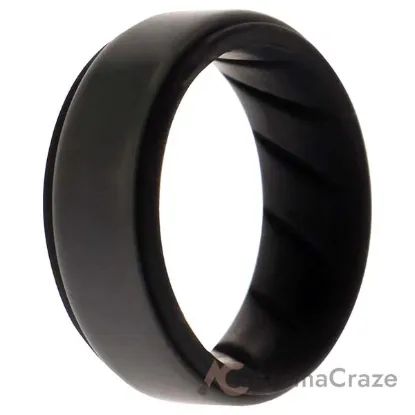 Picture of Silicone Wedding BR Step Ring - Black-Grey by ROQ for Men - 7 mm Ring