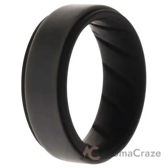 Picture of Silicone Wedding BR Step Ring - Black-Grey by ROQ for Men - 8 mm Ring