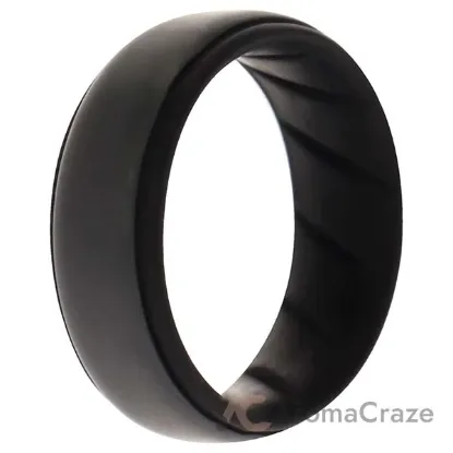 Picture of Silicone Wedding BR Step Ring - Black-Grey by ROQ for Men - 9 mm Ring