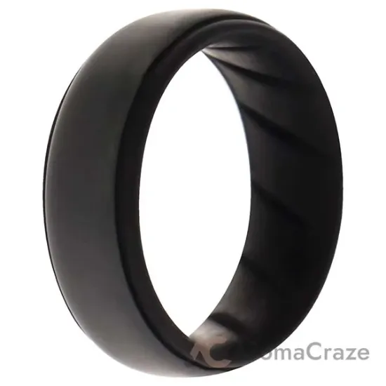 Picture of Silicone Wedding BR Step Ring - Black-Grey by ROQ for Men - 9 mm Ring