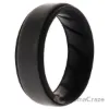 Picture of Silicone Wedding BR Step Ring - Black-Grey by ROQ for Men - 11 mm Ring