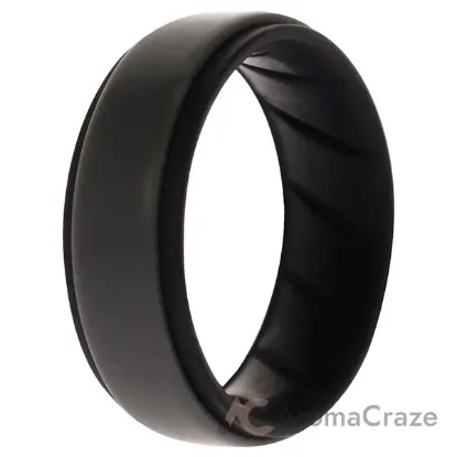 Picture of Silicone Wedding BR Step Ring - Black-Grey by ROQ for Men - 11 mm Ring