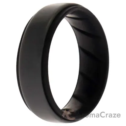 Picture of Silicone Wedding BR Step Ring - Black-Grey by ROQ for Men - 12 mm Ring