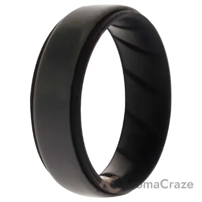 Picture of Silicone Wedding BR Step Ring - Black-Grey by ROQ for Men - 13 mm Ring