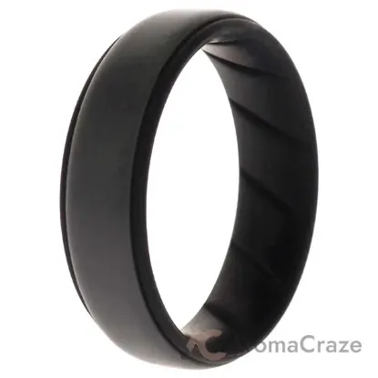 Picture of Silicone Wedding BR Step Ring - Black-Grey by ROQ for Men - 14 mm Ring