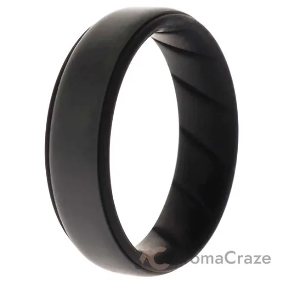 Picture of Silicone Wedding BR Step Ring - Black-Grey by ROQ for Men - 14 mm Ring