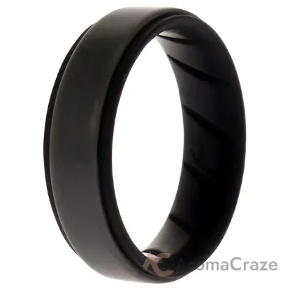 Picture of Silicone Wedding BR Step Ring - Black-Grey by ROQ for Men - 15 mm Ring