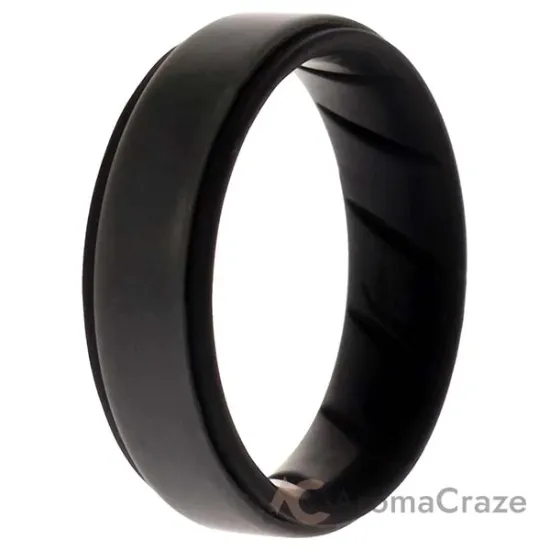 Picture of Silicone Wedding BR Step Ring - Black-Grey by ROQ for Men - 15 mm Ring