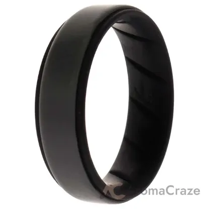 Picture of Silicone Wedding BR Step Ring - Black-Grey by ROQ for Men - 16 mm Ring