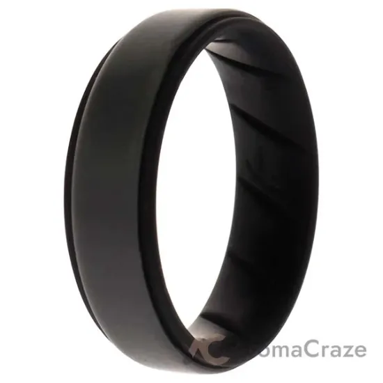 Picture of Silicone Wedding BR Step Ring - Black-Grey by ROQ for Men - 16 mm Ring