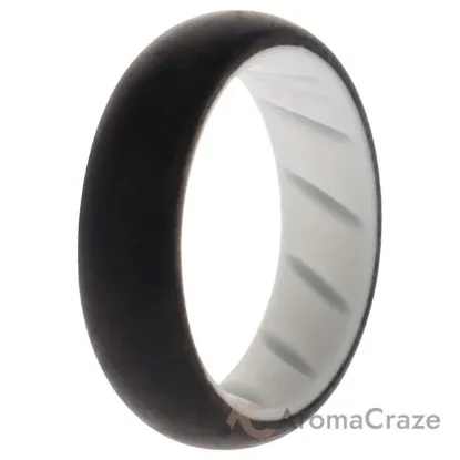 Picture of Silicone Wedding BR Solid Ring - White-Black by ROQ for Women - 4 mm Ring