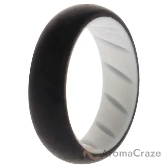 Picture of Silicone Wedding BR Solid Ring - White-Black by ROQ for Women - 4 mm Ring