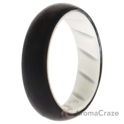 Picture of Silicone Wedding BR Solid Ring - White-Black by ROQ for Women - 6 mm Ring