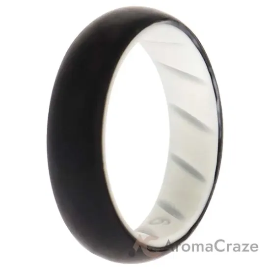 Picture of Silicone Wedding BR Solid Ring - White-Black by ROQ for Women - 6 mm Ring