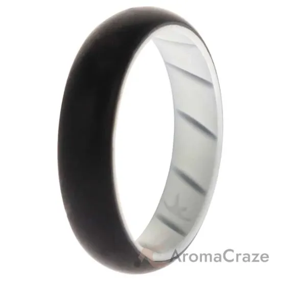 Picture of Silicone Wedding BR Solid Ring - White-Black by ROQ for Women - 9 mm Ring