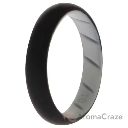 Picture of Silicone Wedding BR Solid Ring - White-Black by ROQ for Women - 10 mm Ring