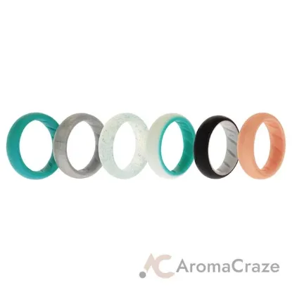 Picture of Silicone Wedding BR Solid Ring Set - Turquoise by ROQ for Women - 6 x 4 mm Ring