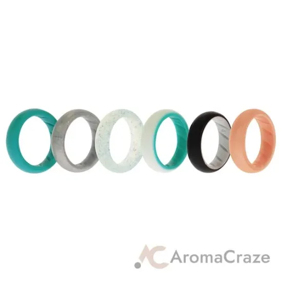 Picture of Silicone Wedding BR Solid Ring Set - Turquoise by ROQ for Women - 6 x 4 mm Ring