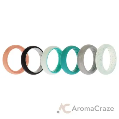 Picture of Silicone Wedding BR Solid Ring Set - Turquoise by ROQ for Women - 6 x 6 mm Ring