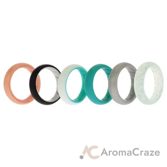 Picture of Silicone Wedding BR Solid Ring Set - Turquoise by ROQ for Women - 6 x 6 mm Ring