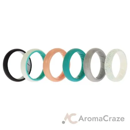 Picture of Silicone Wedding BR Solid Ring Set - Turquoise by ROQ for Women - 6 x 7 mm Ring