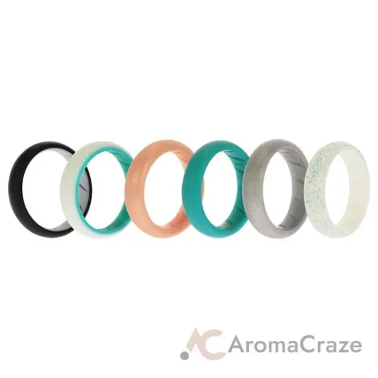 Picture of Silicone Wedding BR Solid Ring Set - Turquoise by ROQ for Women - 6 x 7 mm Ring