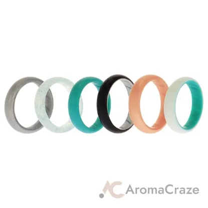 Picture of Silicone Wedding BR Solid Ring Set - Turquoise by ROQ for Women - 6 x 9 mm Ring