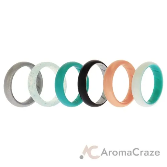 Picture of Silicone Wedding BR Solid Ring Set - Turquoise by ROQ for Women - 6 x 9 mm Ring