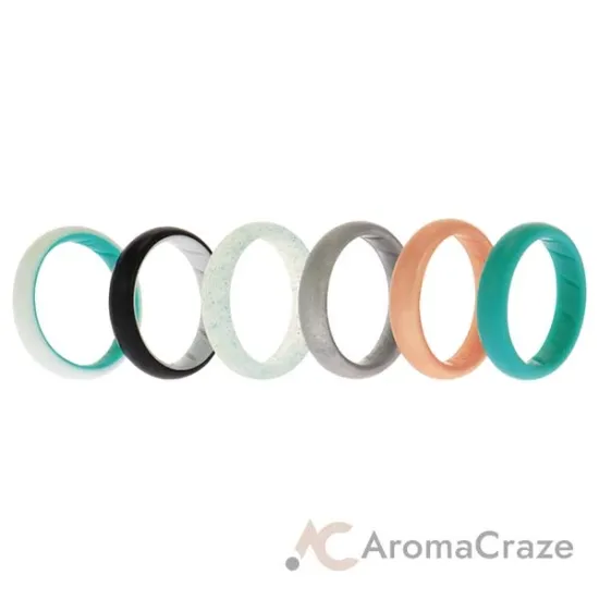 Picture of Silicone Wedding BR Solid Ring Set - Turquoise by ROQ for Women - 6 x 10 mm Ring