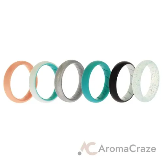 Picture of Silicone Wedding BR Solid Ring Set - Turquoise by ROQ for Women - 6 x 11 mm Ring
