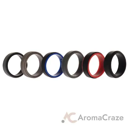 Picture of Silicone Wedding 2Layer Step Ring Set - Black by ROQ for Men - 6 x 11 mm Ring