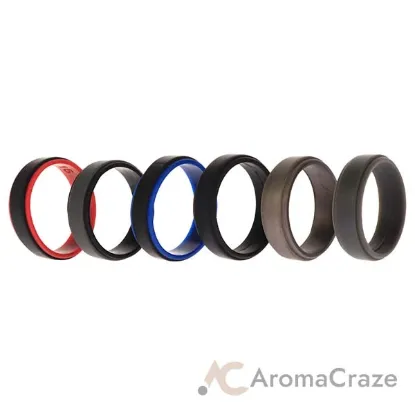 Picture of Silicone Wedding 2Layer Step Ring Set - Black by ROQ for Men - 6 x 16 mm Ring