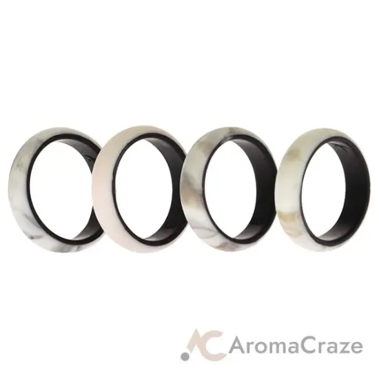 Picture of Silicone Wedding 2Layer Ring Set - Marbles by ROQ for Women - 4 x 8 mm Ring