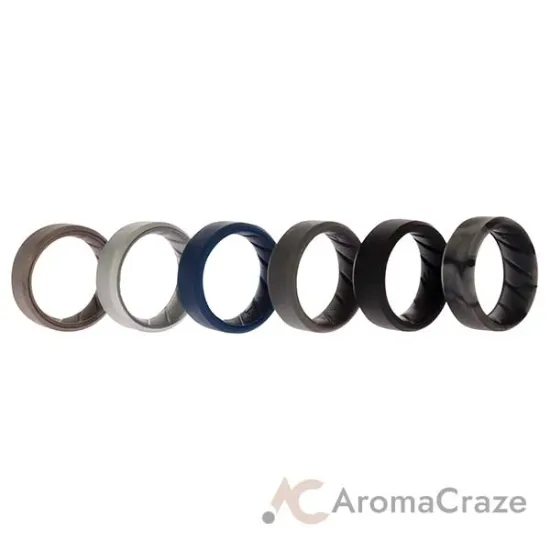 Picture of Silicone Wedding BR 8mm Ring Set - Basic-Metal by ROQ for Men - 6 x 7 mm Ring