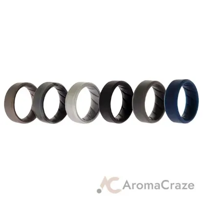 Picture of Silicone Wedding BR 8mm Ring Set - Basic-Metal by ROQ for Men - 6 x 8 mm Ring