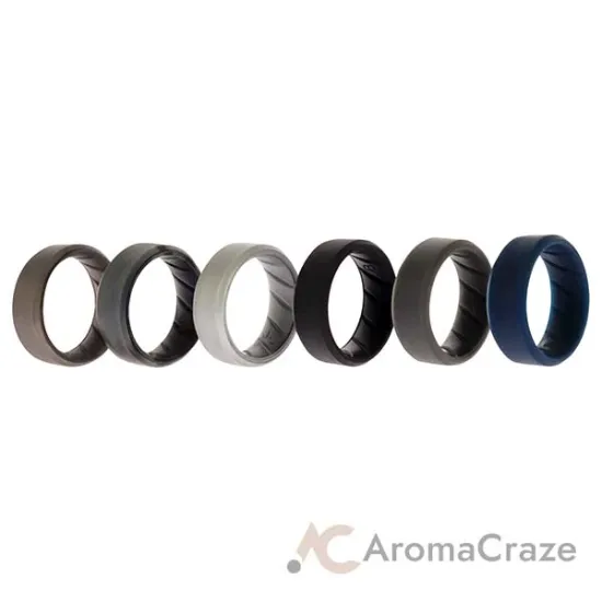 Picture of Silicone Wedding BR 8mm Ring Set - Basic-Metal by ROQ for Men - 6 x 8 mm Ring