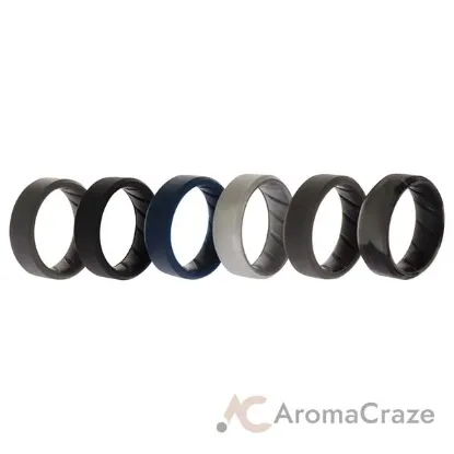 Picture of Silicone Wedding BR 8mm Ring Set - Basic-Metal by ROQ for Men - 6 x 9 mm Ring