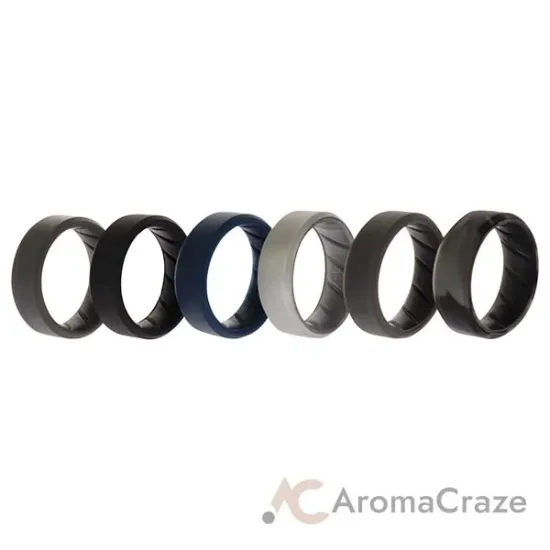 Picture of Silicone Wedding BR 8mm Ring Set - Basic-Metal by ROQ for Men - 6 x 9 mm Ring