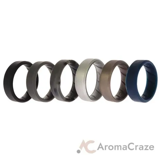 Picture of Silicone Wedding BR 8mm Ring Set - Basic-Metal by ROQ for Men - 6 x 12 mm Ring