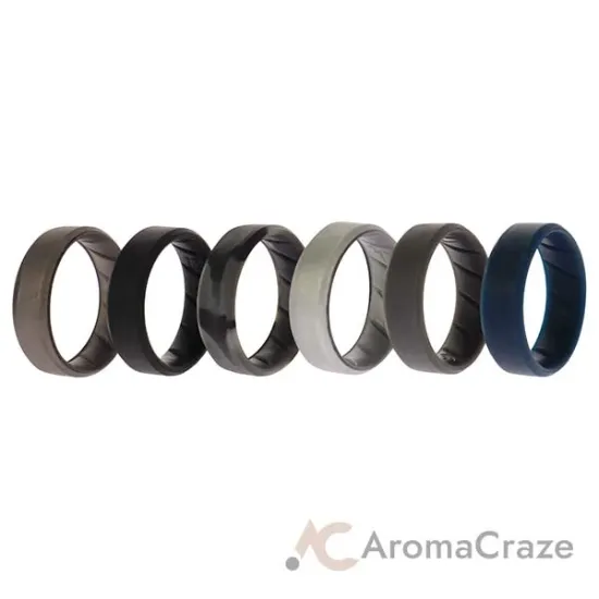 Picture of Silicone Wedding BR 8mm Ring Set - Basic-Metal by ROQ for Men - 6 x 13 mm Ring