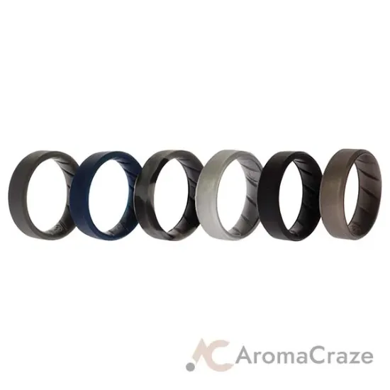 Picture of Silicone Wedding BR 8mm Ring Set - Basic-Metal by ROQ for Men - 6 x 14 mm Ring