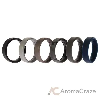 Picture of Silicone Wedding BR 8mm Ring Set - Basic-Metal by ROQ for Men - 6 x 15 mm Ring