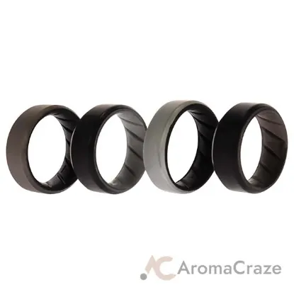 Picture of Silicone Wedding BR 8mm Edge Ring Set - Silver by ROQ for Men - 4 x 7 mm Ring