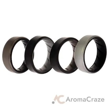 Picture of Silicone Wedding BR 8mm Edge Ring Set - Silver by ROQ for Men - 4 x 9 mm Ring